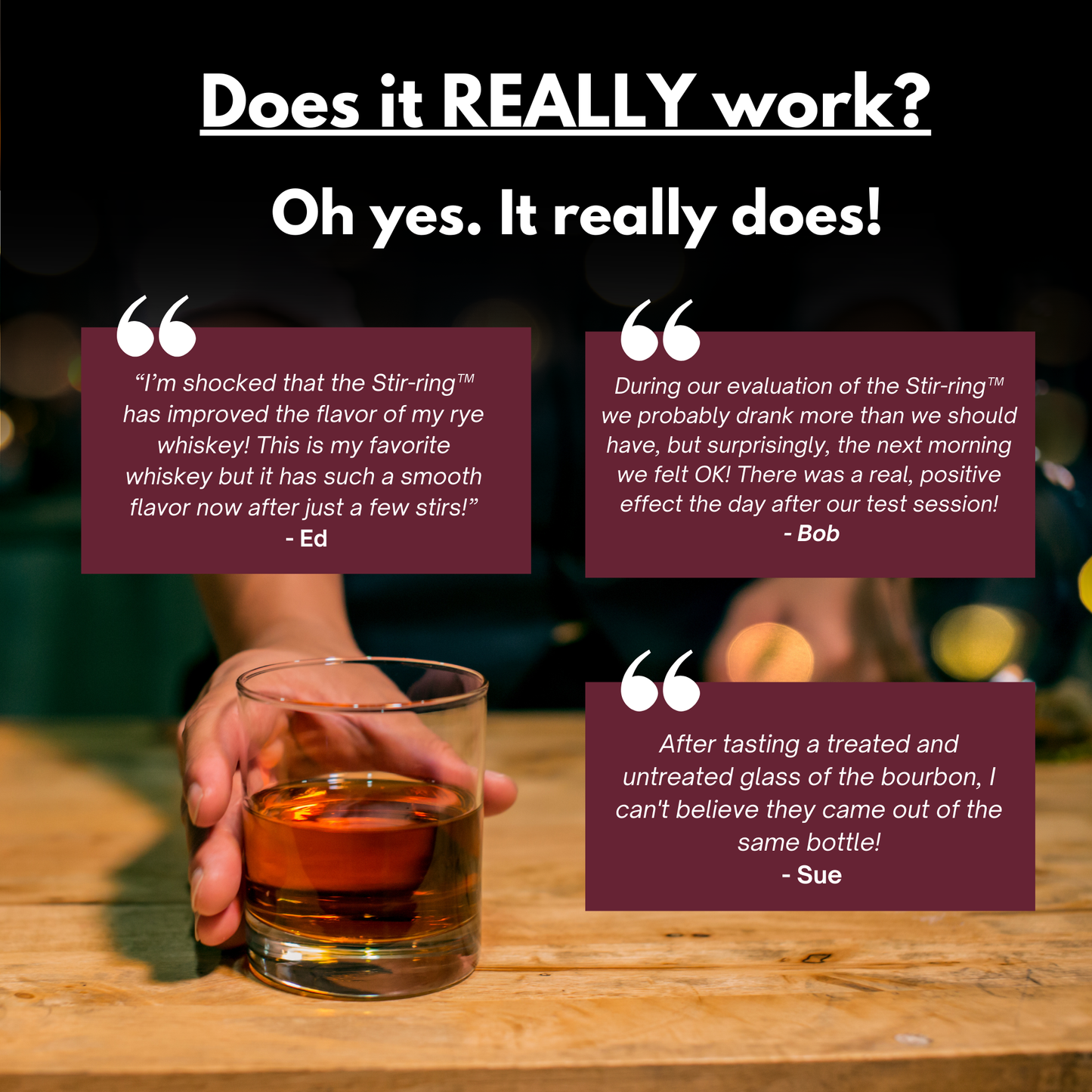 Stir-ring™ Reveal Bar Tool for Spirits - Works with Whiskey, Bourbon, Rye & Cognac